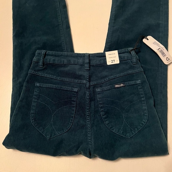 nwt ROLLA'S FREE PEOPLE original straight corduroy pant in forest green 27 - Picture 12 of 15
